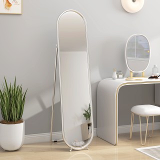 HOMCOM Καθρέφτης Ολόσωμος Δαπέδου με Πτυσσόμενη Βάση, Γυαλί και Μέτ...