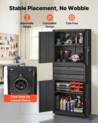 VEVOR Μεταλλική Ντουλάπα Αποθήκευσης με Ρυθμιζόμενα Ράφια, 2 Συρτάρ...