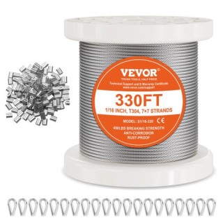 VEVOR Καλώδιο Ανοξείδωτο T304 1/16 7x7 330 ft για Κάγκελα BXGGSS33... VEVOR Καλώδιο Ανοξείδωτο T304 1/16 7x7 330 ft για Κάγκελα BXGGSS33...