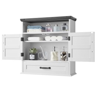 VEVOR Ντουλάπι Τοίχου Μπάνιου με Ρυθμιζόμενο Ράφι, Λευκό, 61x23x63....