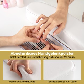 Costway Λευκός Τραπεζάκι Μανικιούρ με Ηλεκτρική Αναρρόφηση Σκόνης &...