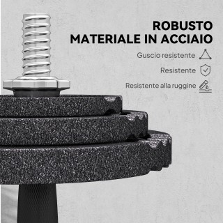 SPORTNOW Σετ Βαρών Γυμναστηρίου 2 σε 1 42 κιλών με 14 Δίσκους, Μπάρ...