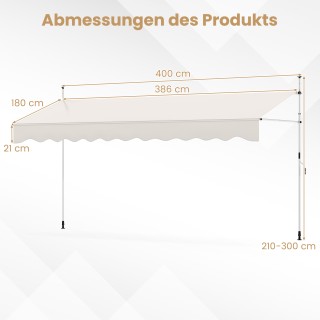 Costway Ρυθμιζόμενη Τέντα Μπαλκονιού Χωρίς Τρυπάνι με Χειροκίνητη Μ... Costway Ρυθμιζόμενη Τέντα Μπαλκονιού Χωρίς Τρυπάνι με Χειροκίνητη Μ...