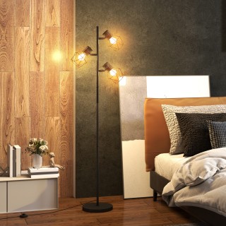 HOMCOM  Λάμπα Δαπέδου 40W με 3 Ρυθμιζόμενα Φώτα και Διακόπτη με Κου...