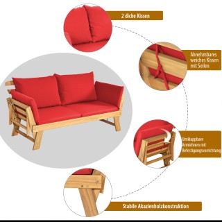 Costway Ξύλινος Καναπές-Κρεβάτι 198 x 75 x 75 cm Εξωτερικού Χώρου α...