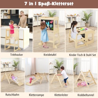 Costway Πολυλειτουργικό Σετ Αναρρίχησης για Παιδιά 7-σε-1 με Ράμπα ...