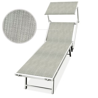 BAKAJI  Ξαπλώστρα Παραλίας Αλουμινίου με Σκίαστρο LIDO Γκρι Θάλασσα...