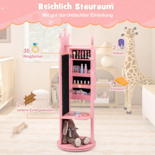 Costway Παιδική Ντουλάπα Κοσμημάτων με Περιστρεφόμενο Καθρέφτη 360°...