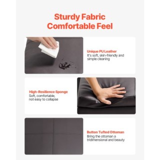 VEVOR 28 Τετράγωνο Δερμάτινο Οθωμανικό Τραπεζάκι με Αποθηκευτικό Χώ...