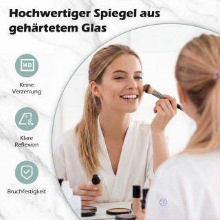 Costway Στρογγυλός Λαμπτήρας LED Καθρέπτης με Προσαρμοζόμενη Φωτειν...