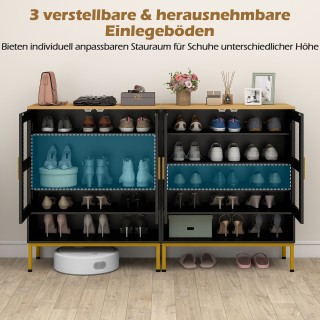 Costway Μοντέρνα Ξύλινη Παπουτσοθήκη με Πόρτες & Μεταλλικά Πόδια & ...