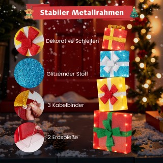 Costway Σετ Χριστουγεννιάτικης Διακόσμησης 2D με LED Φώτα - Πολύχρω...