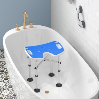 HOMCOM  Ρυθμιζόμενο σε ύψος σκαμπό ντους με λαβή, επενδεδυμένο κάθι...