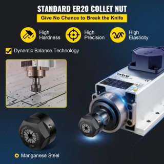VEVOR Αερόψυκτο Μοτέρ 2.2KW CNC 220V ER20 24000 RPM για Φρέζα/Χαρακ...