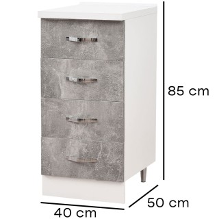 Shally Dogan  Συρταριέρα για Κουζίνα Κινητό Ντουλάπι 4 Συρτάρια Ξύλ...