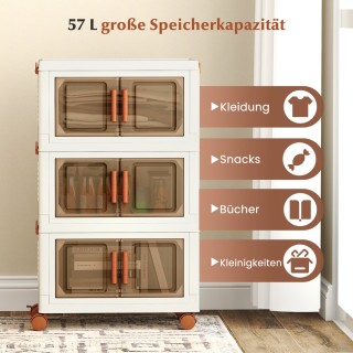 Costway Τροχήλατο Πρακτικό Σετ  Κουτιών Αποθήκευσης  JV12407WH