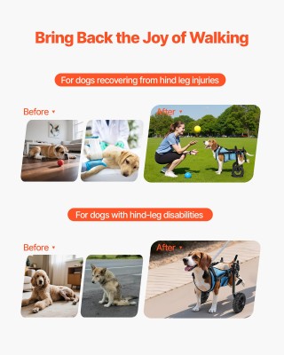 VEVOR Ρυθμιζόμενο Καροτσάκι Σκύλου για Πίσω Πόδια, Ελαφρύ Αμαξίδιο ...