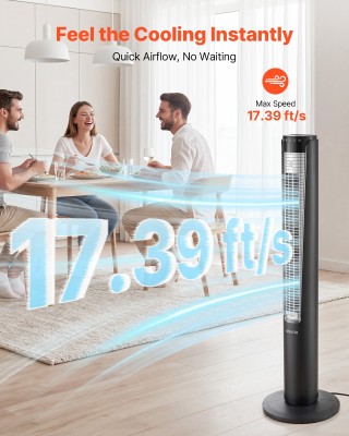 VEVOR Ανεμιστήρας Πύργος με Περιστροφή 70°, 3 Ταχύτητες, 4 Λειτουργ...