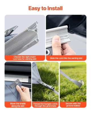 VEVOR Οθόνη Σκίασης Τέντας RV με Προστασία UV50+, 2x3.7 μ. FCZYPZMW...