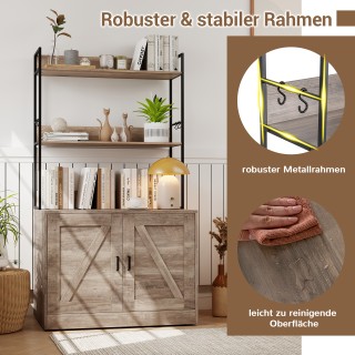 Costway Γκρι Ντουλάπι για Κατοικία Γάτας με Ενσωματωμένη Βιβλιοθήκη...