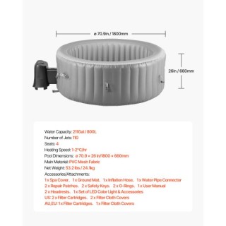 VEVOR Φουσκωτό Υδρομασάζ 2-4 Ατόμων Εξωτερικού Χώρου CQKSLYGL71H24Z... VEVOR Φουσκωτό Υδρομασάζ 2-4 Ατόμων Εξωτερικού Χώρου CQKSLYGL71H24Z...