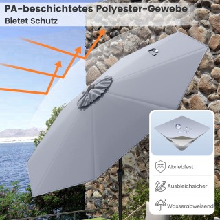 Costway Γκρι Κήπος και Βεράντα Ομπρέλα Ø270 cm Με Κρανική Ρύθμιση N...