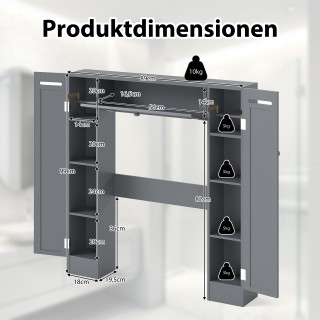 Costway Πολυλειτουργική Θήκη Τουαλέτας με Ρυθμιζόμενα Ράφια  99 x 8...