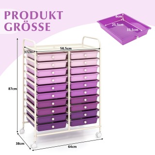 Ρολαγών με 20 Στοιβαζόμενα Συρτάρια και Μεταλλικό Δοχείο - 63 x 37 ...