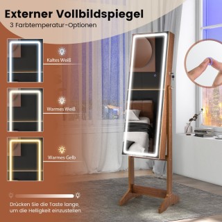 Costway  Ελεύθερη Κοσμηματοθήκη με Καθρέφτη και LED Φωτισμό - Ιδανι...