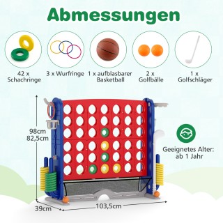 Costway Jumbo 4 σε 1 Σύνδεσε 4 με κρίκους, μπασκέτα, γκολφ και τσάν...