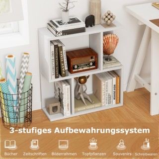 Costway Πολυλειτουργική Ξύλινη Βιβλιοθήκη 3 Επιπέδων 50 x 17,5 x 55...