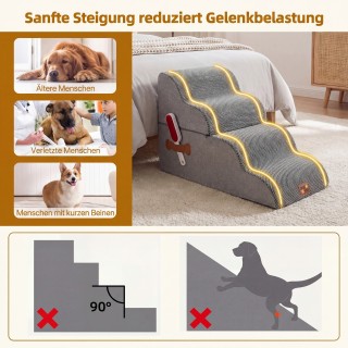 Costway Σκαλοπάτια για Κατοικίδια με 4 Σκαλοπάτια, Ύψος 50 εκ., για...