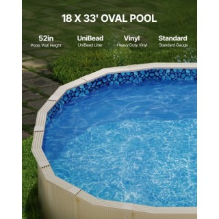 VEVOR Ελλειπτική Επένδυση Πισίνας 18x33ft Unibead για Ύψος Τοίχου 5...