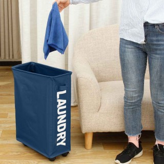 BAKAJI Πτυσσόμενο Καλάθι Απλύτων Υφασμάτινο με Ρόδες  39 x 20 x 56 ...