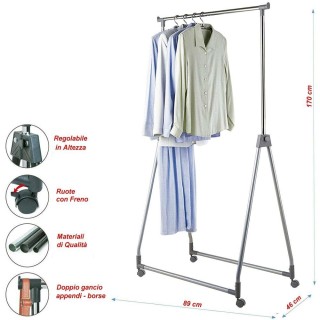 BAKAJI  Πτυσσόμενη Κρεμάστρα Ρούχων Ατσάλινη Ρυθμιζόμενη Ράβδος με ...