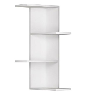 BAKAJI Μοντέρνα γωνιακή βιβλιοθήκη τοίχου με 4 ράφια λευκό ξύλο 028...