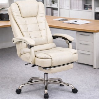 BAKAJI Προεδρική Πολυθρόνα με Μασάζ Κεφαλής και Υποπόδιο σε Μπεζ Οι...