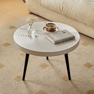 BAKAJI Σετ 2 Στρογγυλά Τραπεζάκια Καφέ Λευκά Βιομηχανικού Σχεδιασμο...