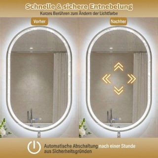 Costway Φωτιζόμενος Οβάλ Καθρέφτης Μπάνιου Τοίχου 90 x 55 εκ. με Αν... Costway Φωτιζόμενος Οβάλ Καθρέφτης Μπάνιου Τοίχου 90 x 55 εκ. με Αν...