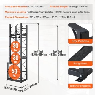 Ράφι Δεξαμενών Ψυκτικού VEVOR για 6 Φιάλες (1x50lb, 2x30lb, 3 Μικρέ... Ράφι Δεξαμενών Ψυκτικού VEVOR για 6 Φιάλες (1x50lb, 2x30lb, 3 Μικρέ...
