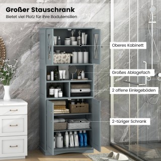 Costway Ευρύχωρο Ντουλάπι Μπάνιου με Ρυθμιζόμενα Ράφια και Ακρυλικέ...