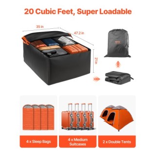 VEVOR Σάκος Οροφής Αυτοκινήτου 20 Κυβικών Ποδιών 840D PVC για Αποσκ...