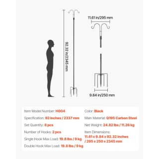 VEVOR Διπλός Γάντζος Ποιμενικού 8 Τεμάχια 2345mm Βαρέως Τύπου Κρεμα... VEVOR Διπλός Γάντζος Ποιμενικού 8 Τεμάχια 2345mm Βαρέως Τύπου Κρεμα...