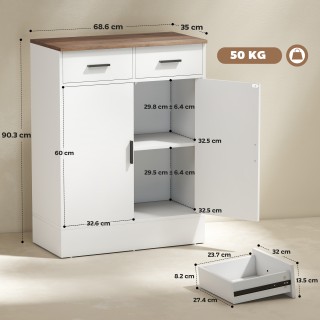 Μοντέρνα Κρεντένζα με 2 Συρτάρια και 2 Πόρτες Ντουλαπιού, Ρυθμιζόμε...