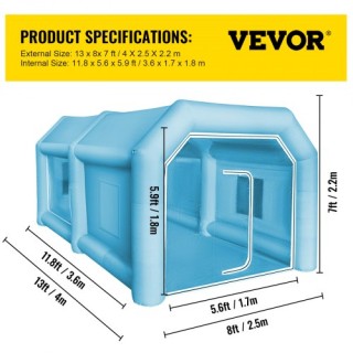 VEVOR  Φουσκωτή Σκηνή Βαφής 13x8x7FT - Εργαστήριο Βαφής CQSPQFHSKC4...