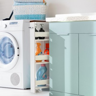 Costway Πολυλειτουργικό Καρότσι Κουζίνας με 3 Ράφια και Ξύλινη Κατα...