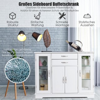 Costway Γκρι ντουλάπι αποθήκευσης από MDF με NC βαφή και γυάλινες π... Costway Γκρι ντουλάπι αποθήκευσης από MDF με NC βαφή και γυάλινες π...