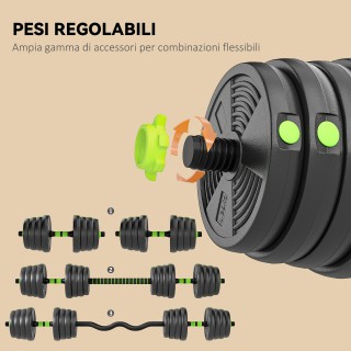 SPORTNOW Σετ Μπάρας με Βάρη 3 σε 1 με 16 Δίσκους και Αντιολισθητική...