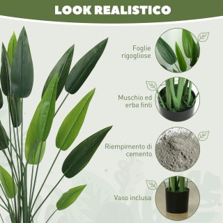 HOMCOM Τεχνητό Φυτό Πουλί του Παραδείσου 140 εκ. με 20 Φύλλα 830-94...