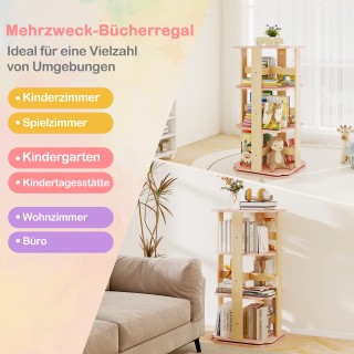 Costway Παιδική περιστρεφόμενη βιβλιοθήκη 3 επιπέδων με 12 θέσεις, ...